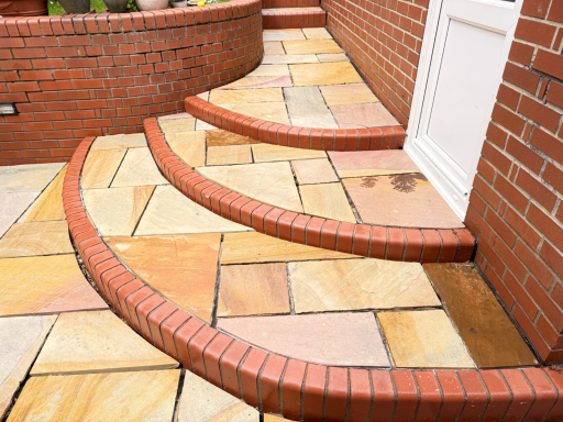 Clean patio steps after professional pressure washing