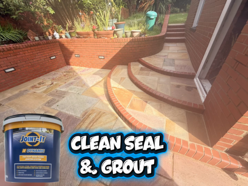 Buff Resin Grout Patio Repointing Patio steps repointed with buff resin grout